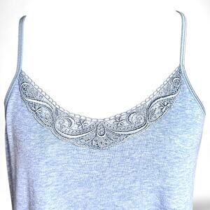 90s Cherokee Baby Blue Lace Slip Dress – Cotton Blend, Lettuce Hem – Size L